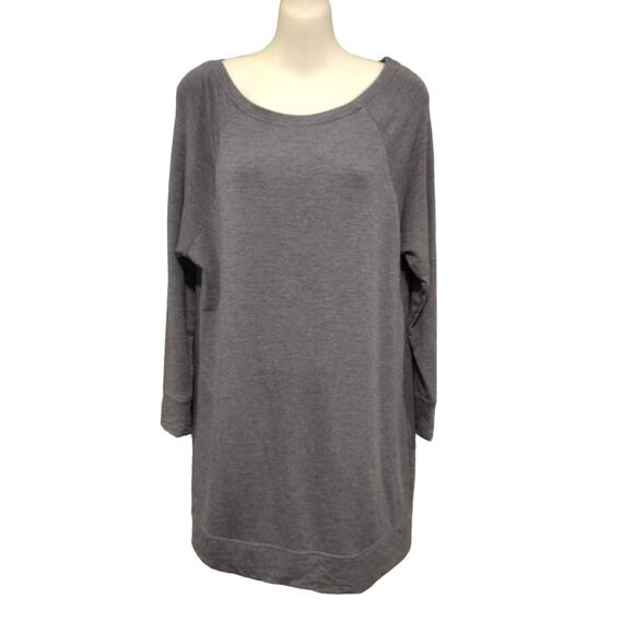 LOFT Outlet Lounge Long Sleeve Fleece Sleep Tunic, Gray, Size S - Picture 1 of 3